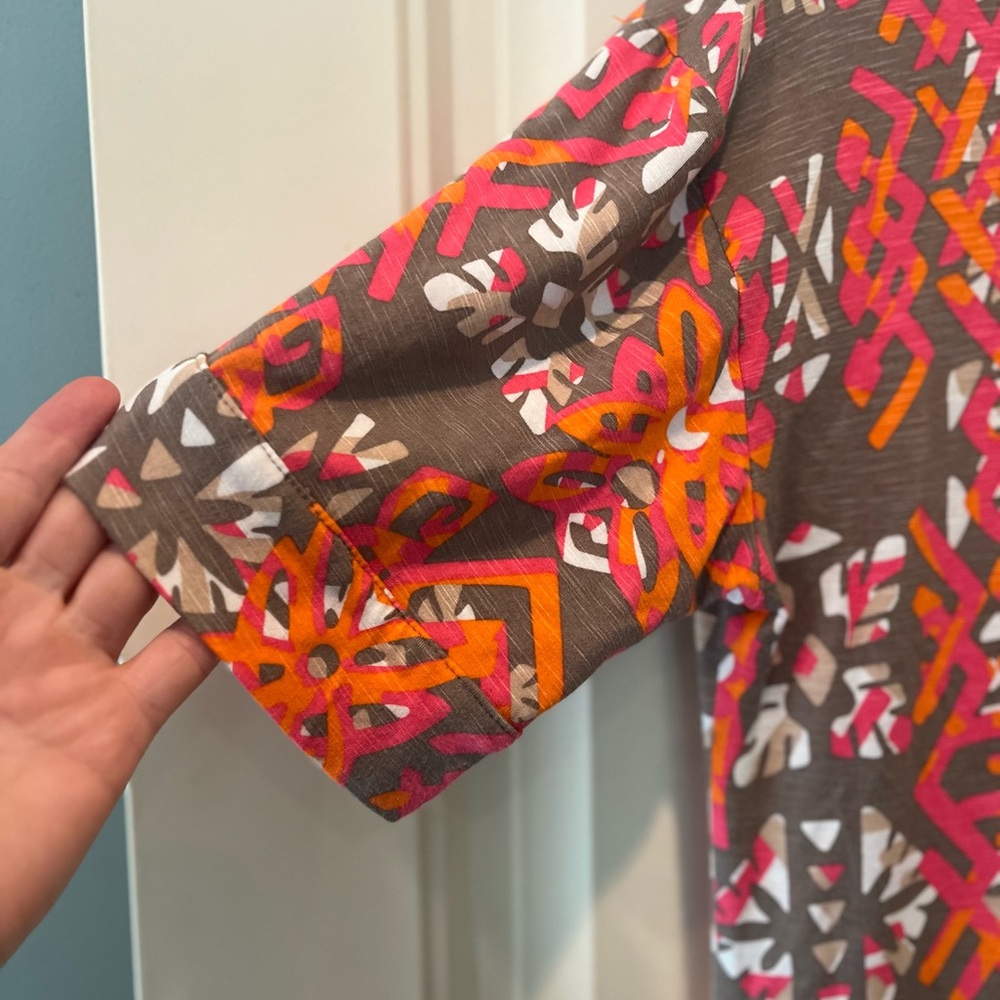 Tori Richard Dress Size XL Gorgeous Lightweight Rayon Summer Perfect Geo Pattern - Picture 7 of 9